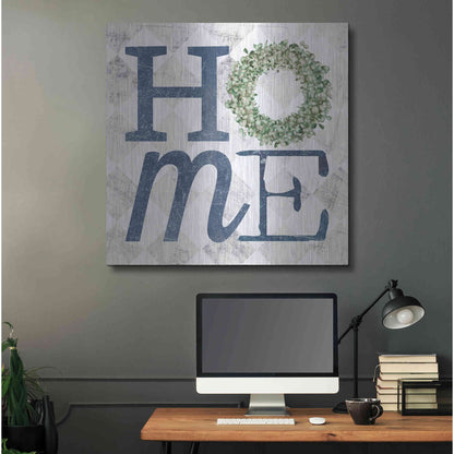 Luxe Metal Art 'Home with Eucalyptus Wreath III' by Marla Rae, Metal Wall Art,36x36