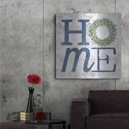 Luxe Metal Art 'Home with Eucalyptus Wreath III' by Marla Rae, Metal Wall Art,36x36