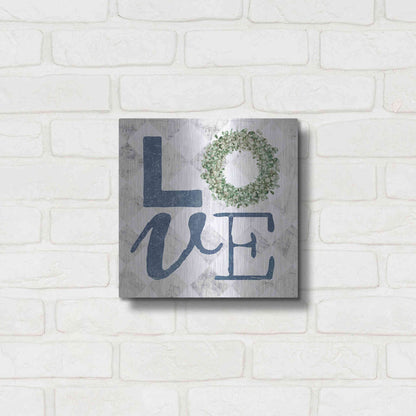 Luxe Metal Art 'Love with Eucalyptus Wreath III' by Marla Rae, Metal Wall Art,12x12