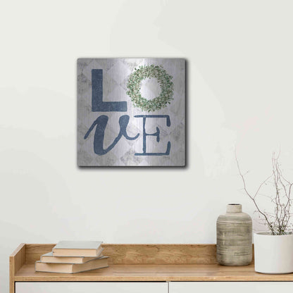 Luxe Metal Art 'Love with Eucalyptus Wreath III' by Marla Rae, Metal Wall Art,12x12