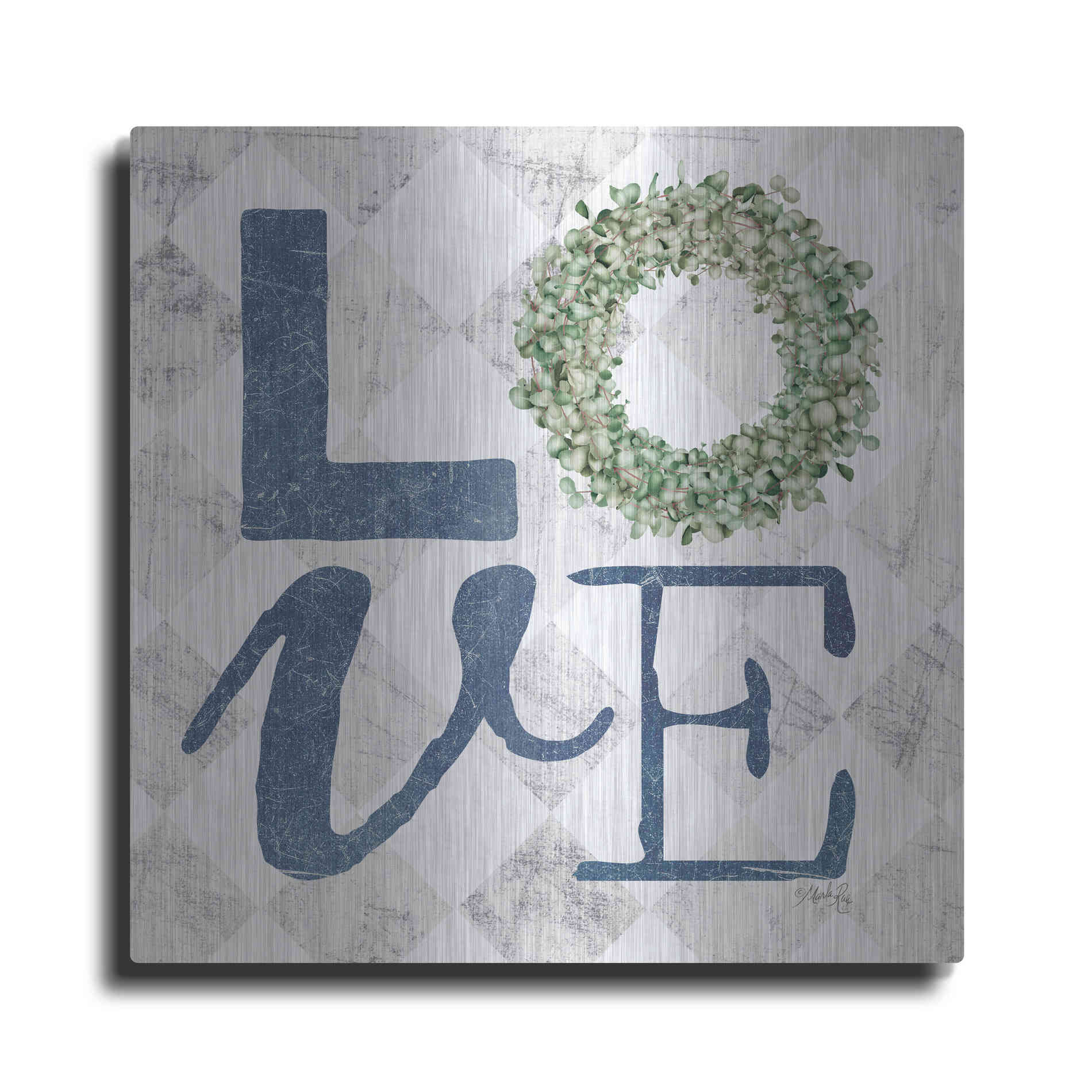 Luxe Metal Art 'Love with Eucalyptus Wreath III' by Marla Rae, Metal Wall Art