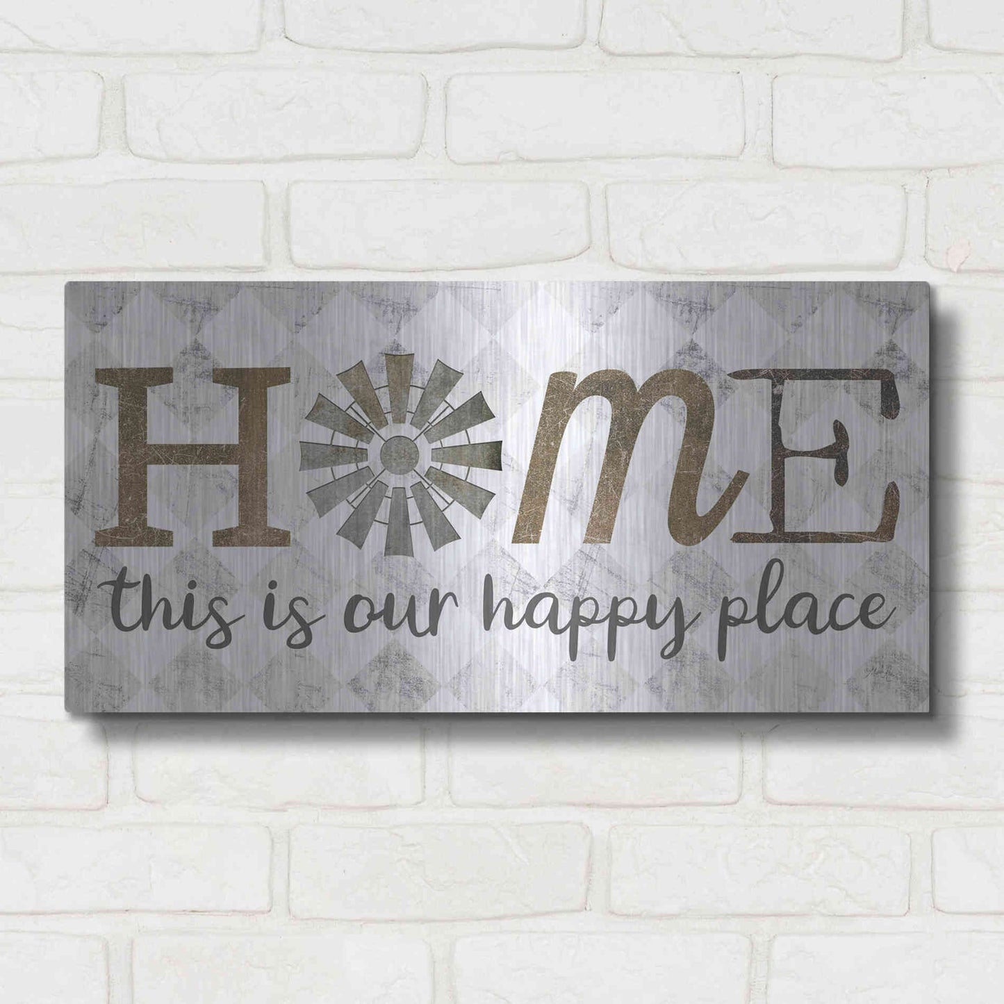 Luxe Metal Art 'Home - This is Our Happy Place' by Marla Rae, Metal Wall Art,24x12