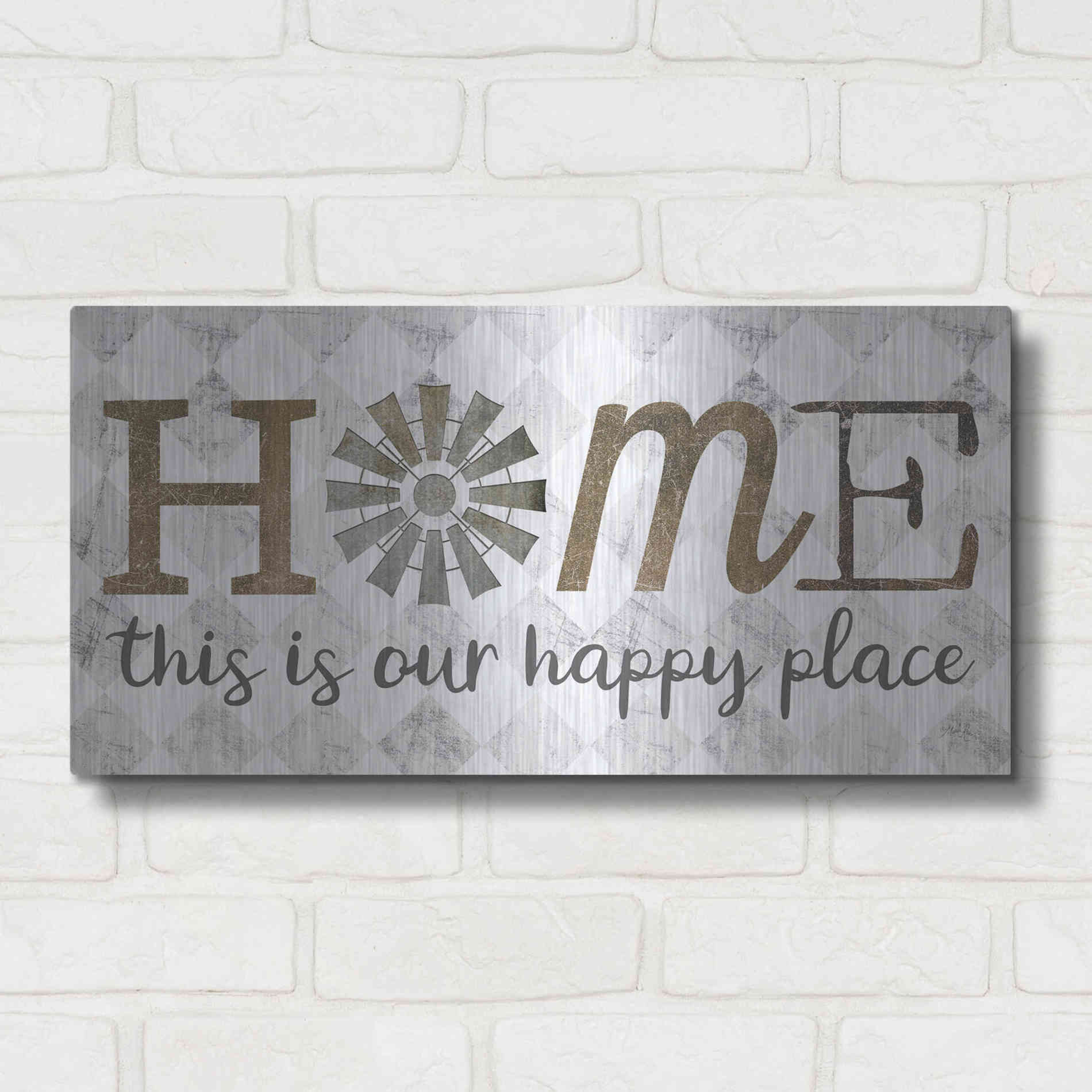 Luxe Metal Art 'Home - This is Our Happy Place' by Marla Rae, Metal Wall Art,24x12