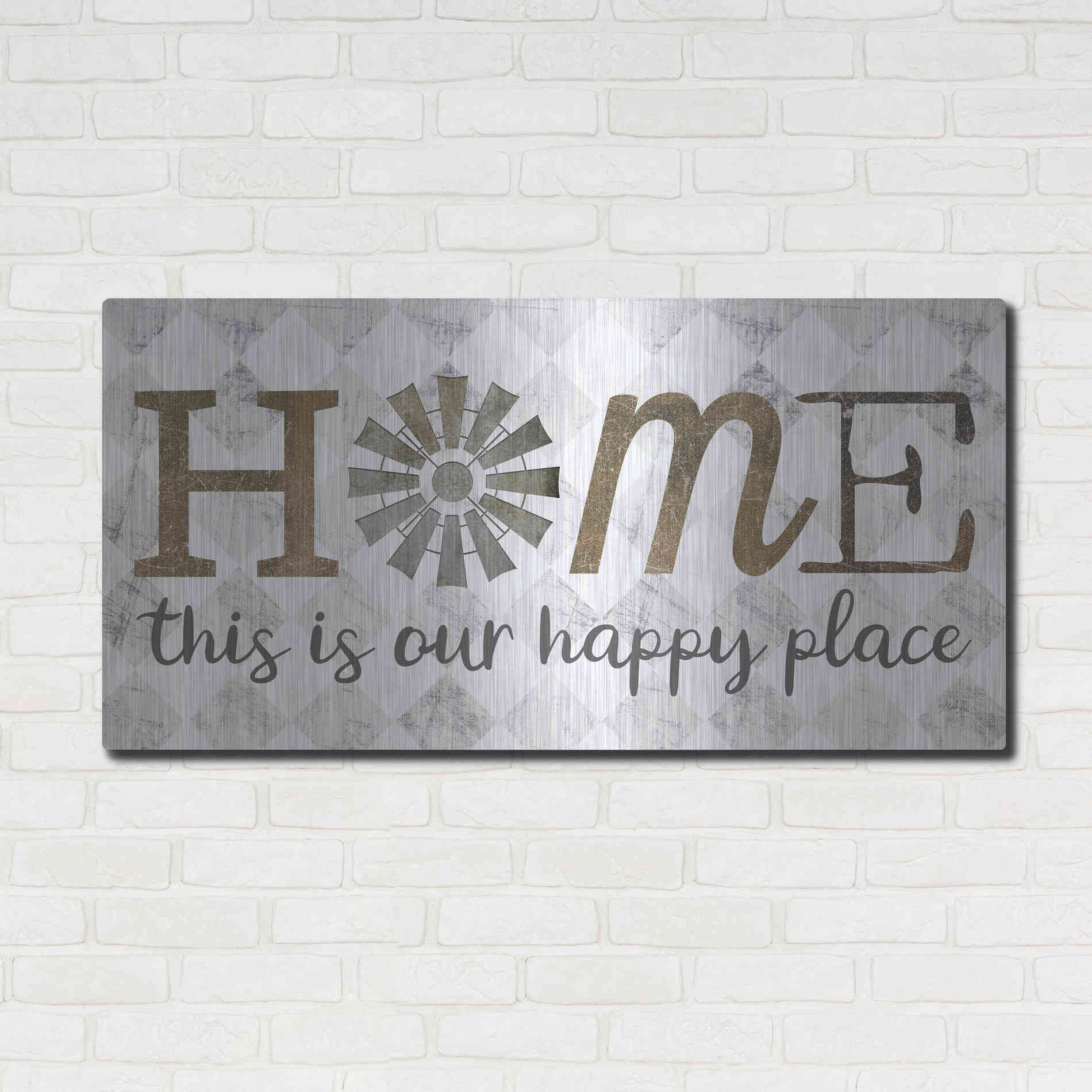 Luxe Metal Art 'Home - This is Our Happy Place' by Marla Rae, Metal Wall Art,48x24