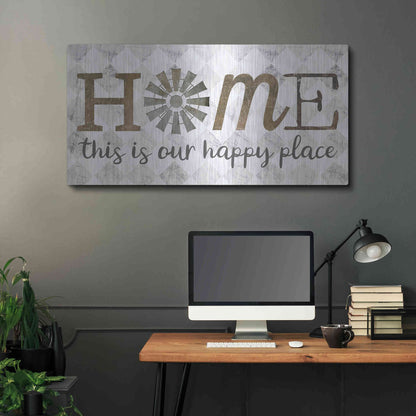 Luxe Metal Art 'Home - This is Our Happy Place' by Marla Rae, Metal Wall Art,48x24