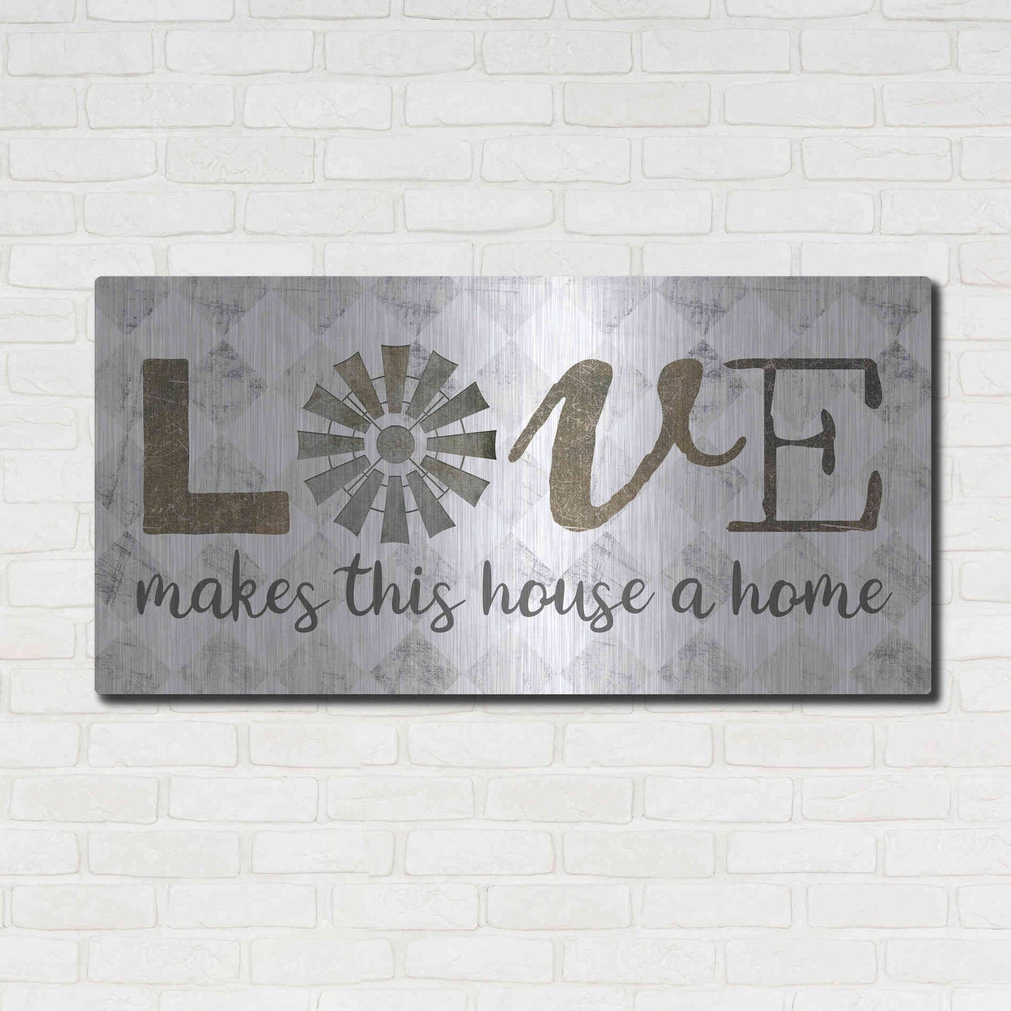 Luxe Metal Art 'Love Makes This House a Home' by Marla Rae, Metal Wall Art,48x24