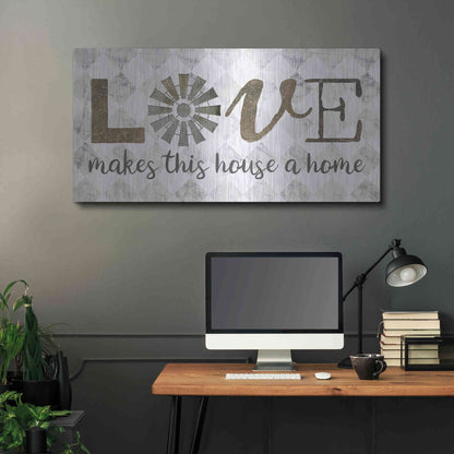 Luxe Metal Art 'Love Makes This House a Home' by Marla Rae, Metal Wall Art,48x24