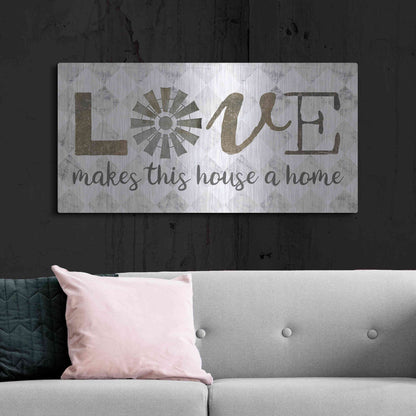 Luxe Metal Art 'Love Makes This House a Home' by Marla Rae, Metal Wall Art,48x24