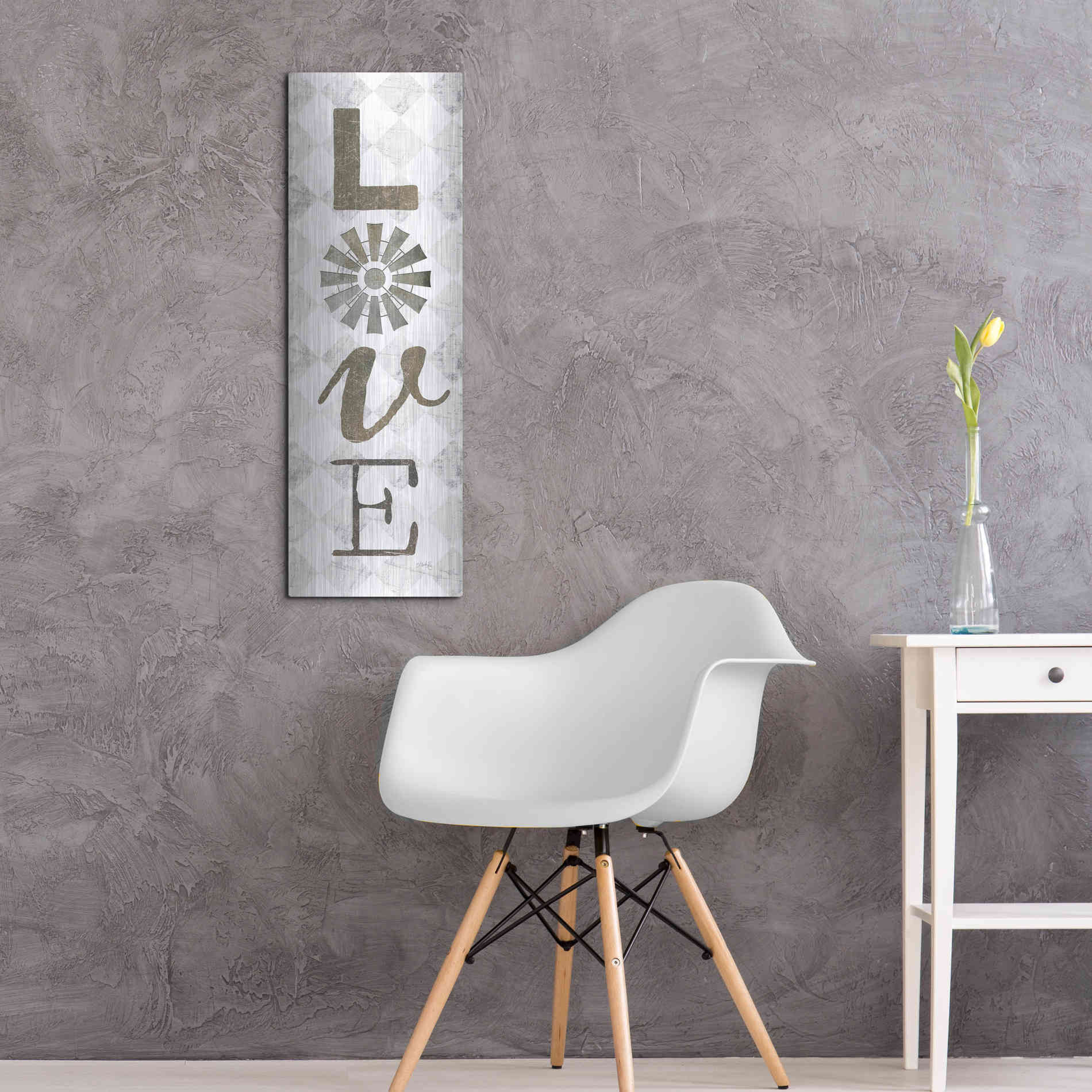 Luxe Metal Art 'Love with Windmill II' by Marla Rae, Metal Wall Art,12x36