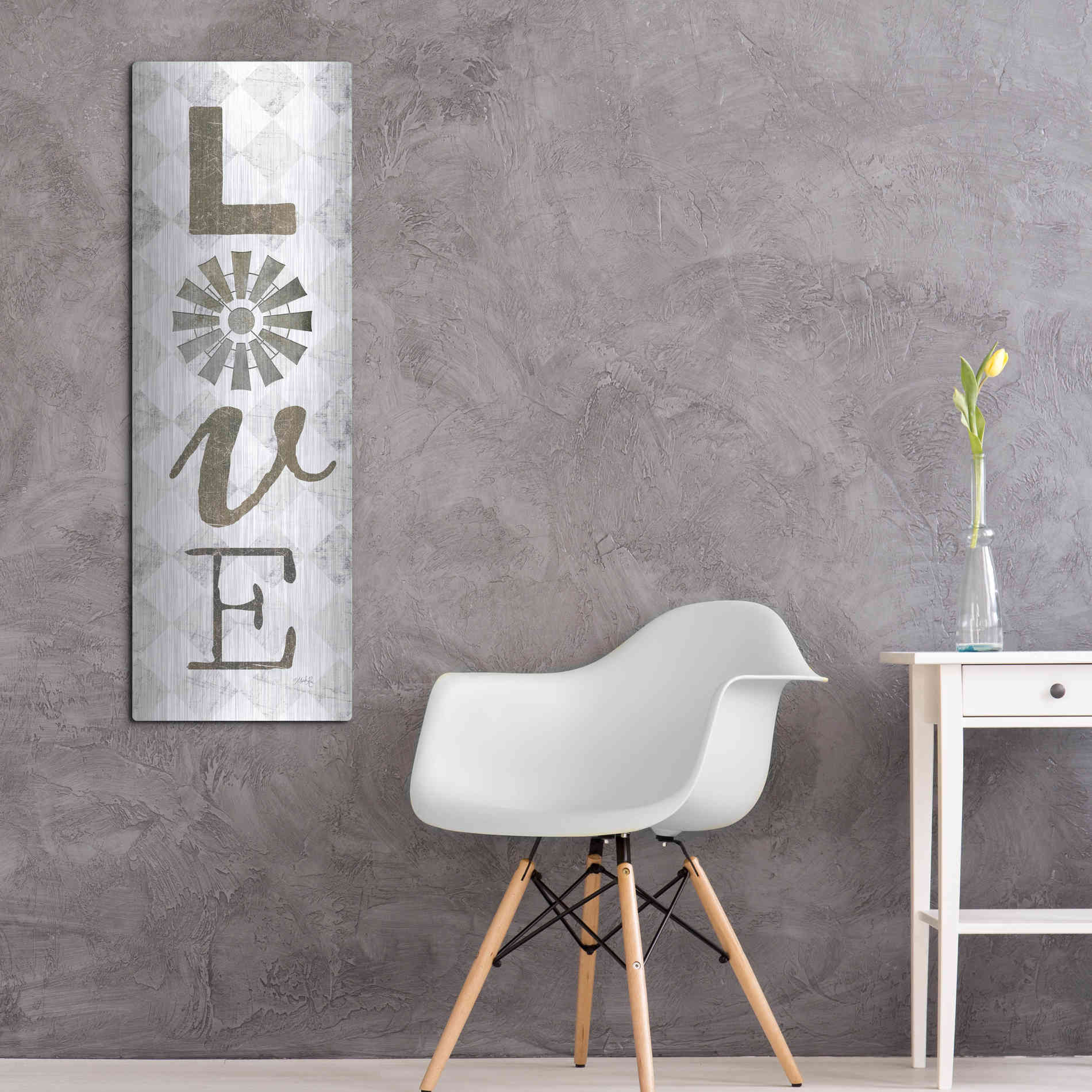 Luxe Metal Art 'Love with Windmill II' by Marla Rae, Metal Wall Art,16x48