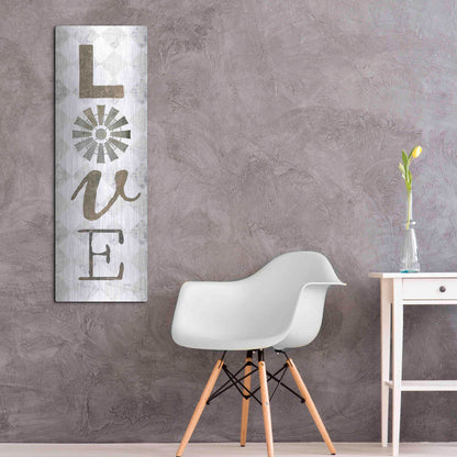 Luxe Metal Art 'Love with Windmill II' by Marla Rae, Metal Wall Art,16x48