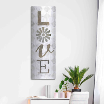 Luxe Metal Art 'Love with Windmill II' by Marla Rae, Metal Wall Art,16x48
