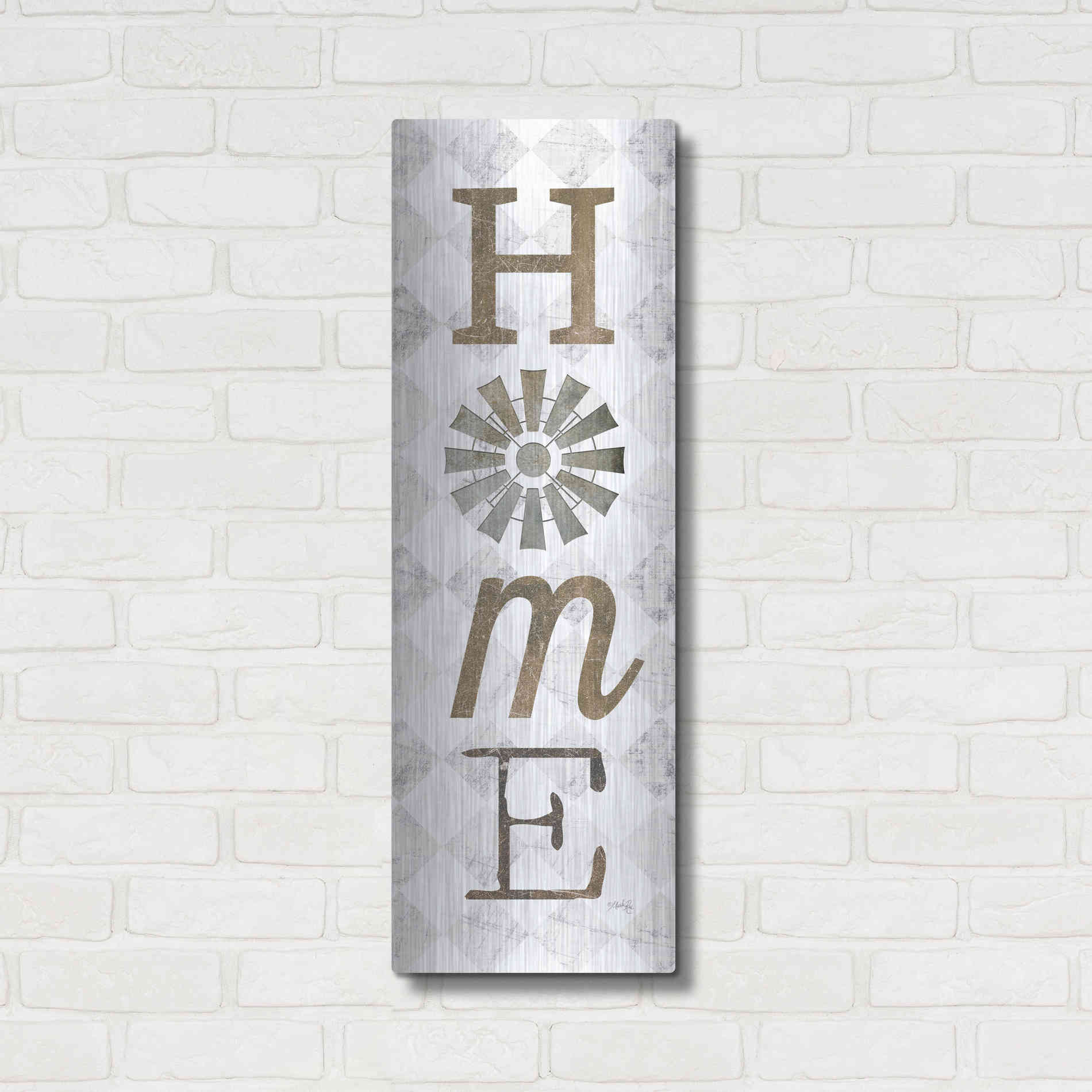 Luxe Metal Art 'Home with Windmill II' by Marla Rae, Metal Wall Art,12x36