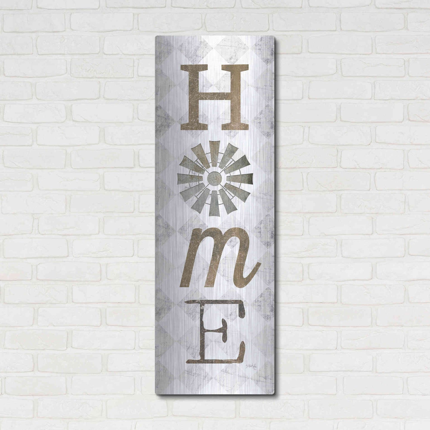 Luxe Metal Art 'Home with Windmill II' by Marla Rae, Metal Wall Art,16x48