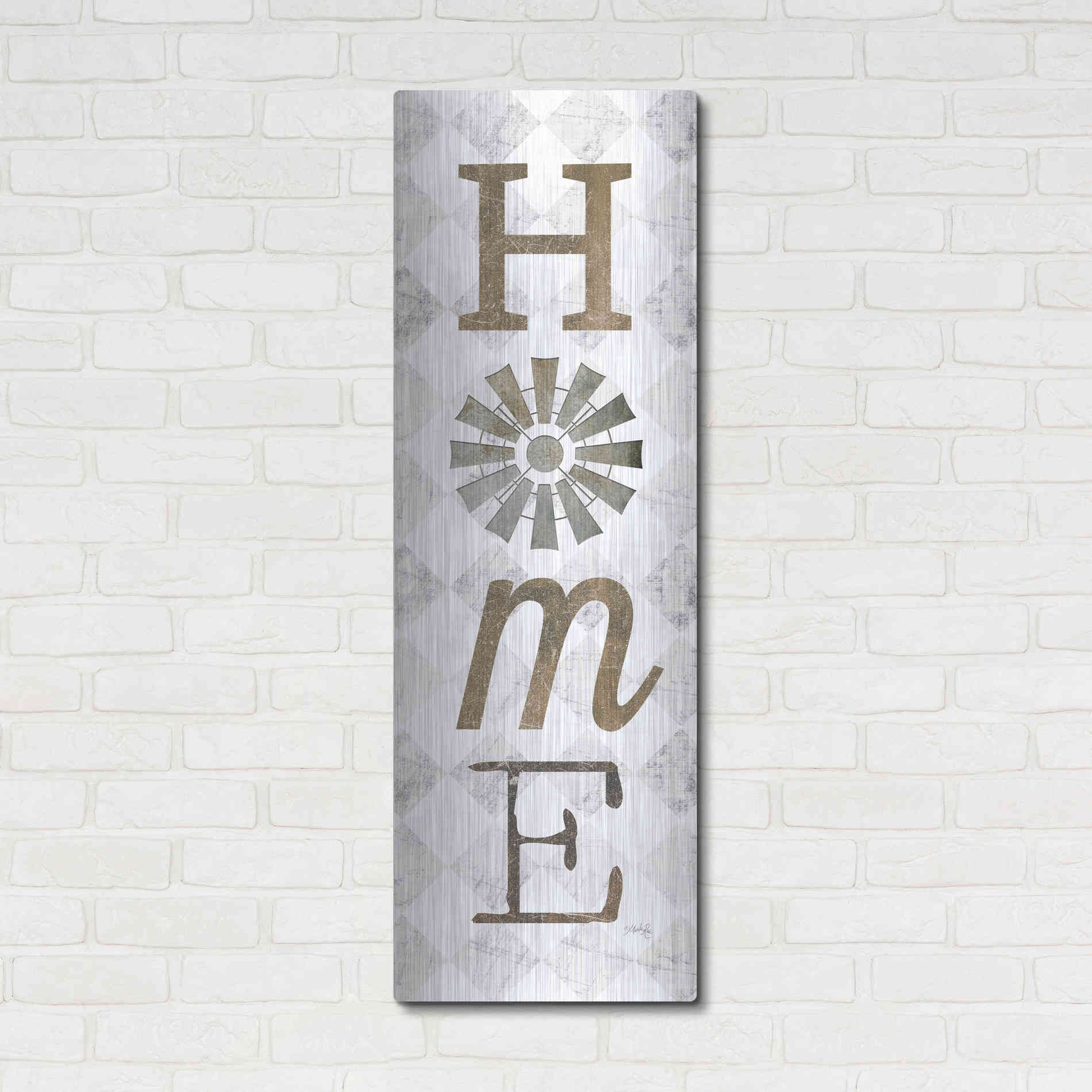 Luxe Metal Art 'Home with Windmill II' by Marla Rae, Metal Wall Art,16x48