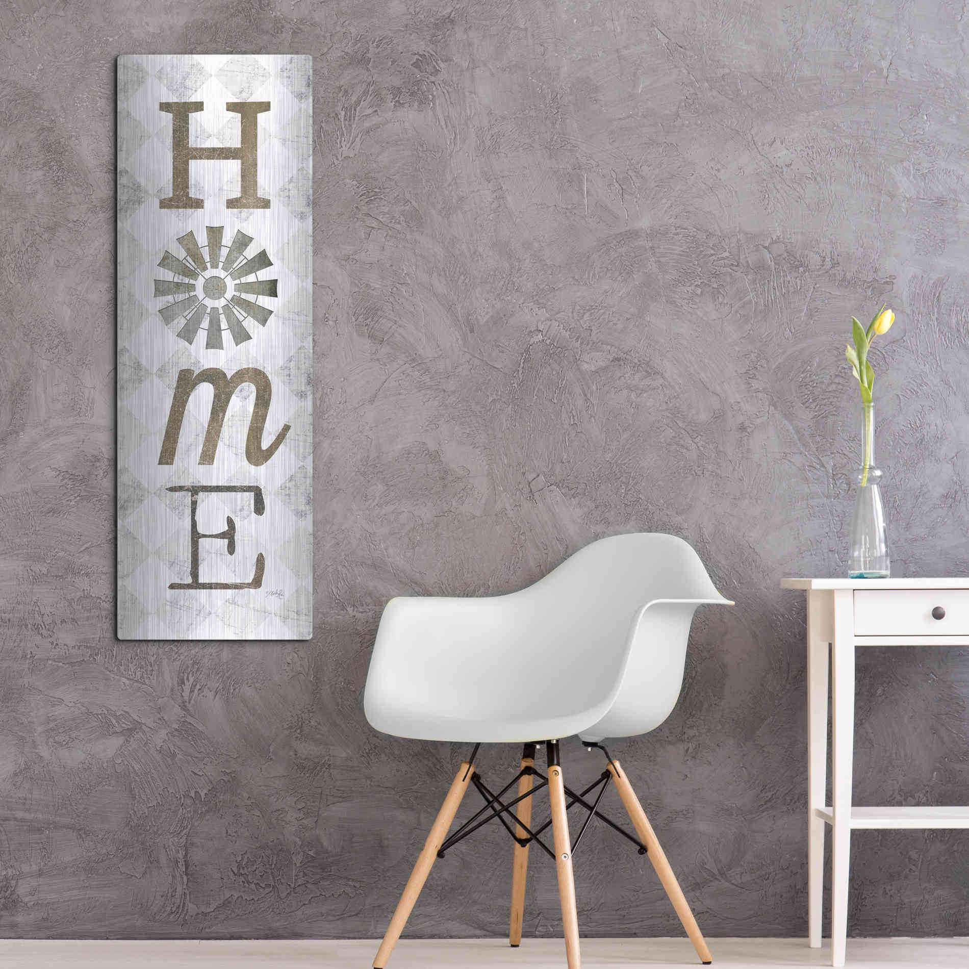 Luxe Metal Art 'Home with Windmill II' by Marla Rae, Metal Wall Art,16x48
