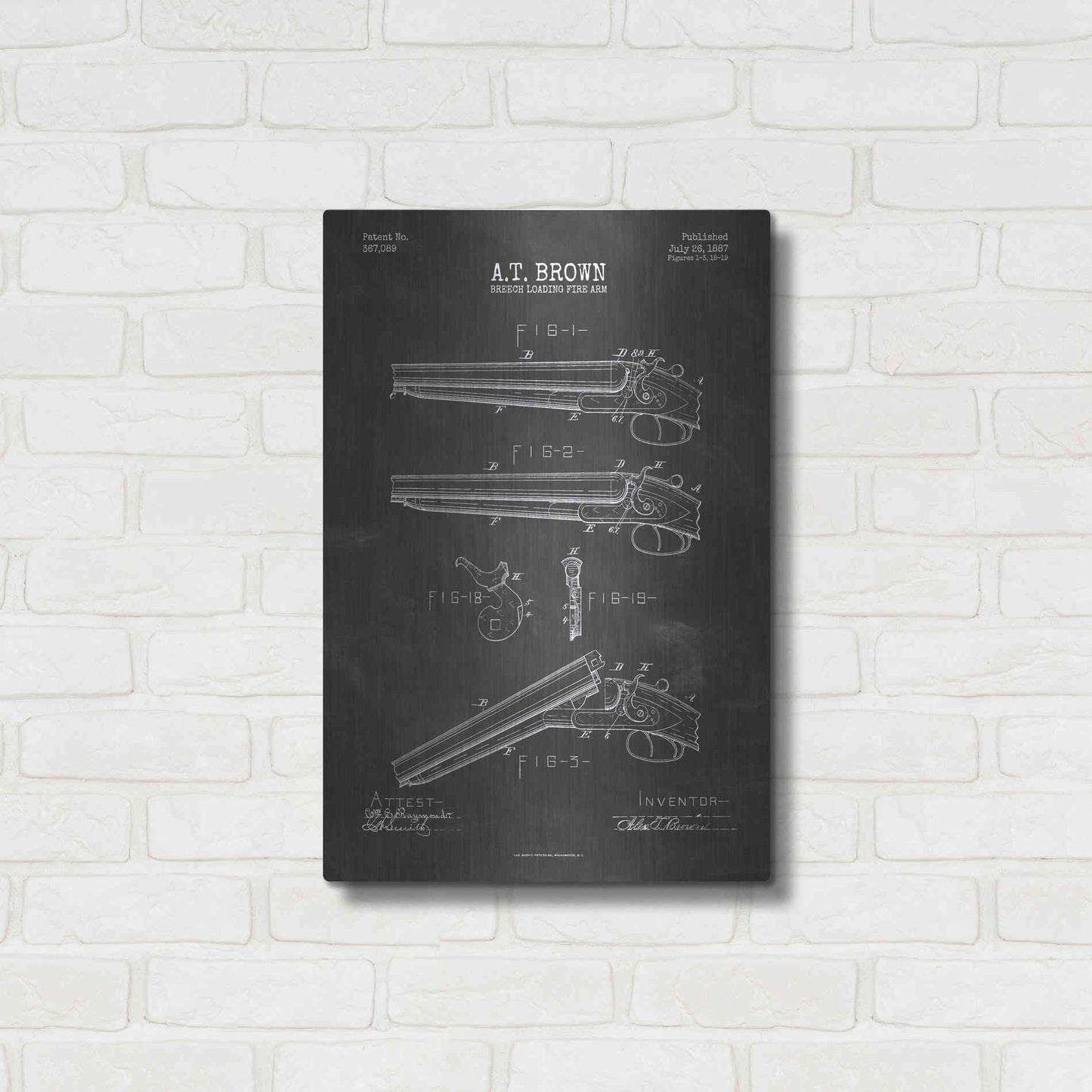 Luxe Metal Art 'Shotgun Blueprint Patent Chalkboard' Metal Wall Art,16x24