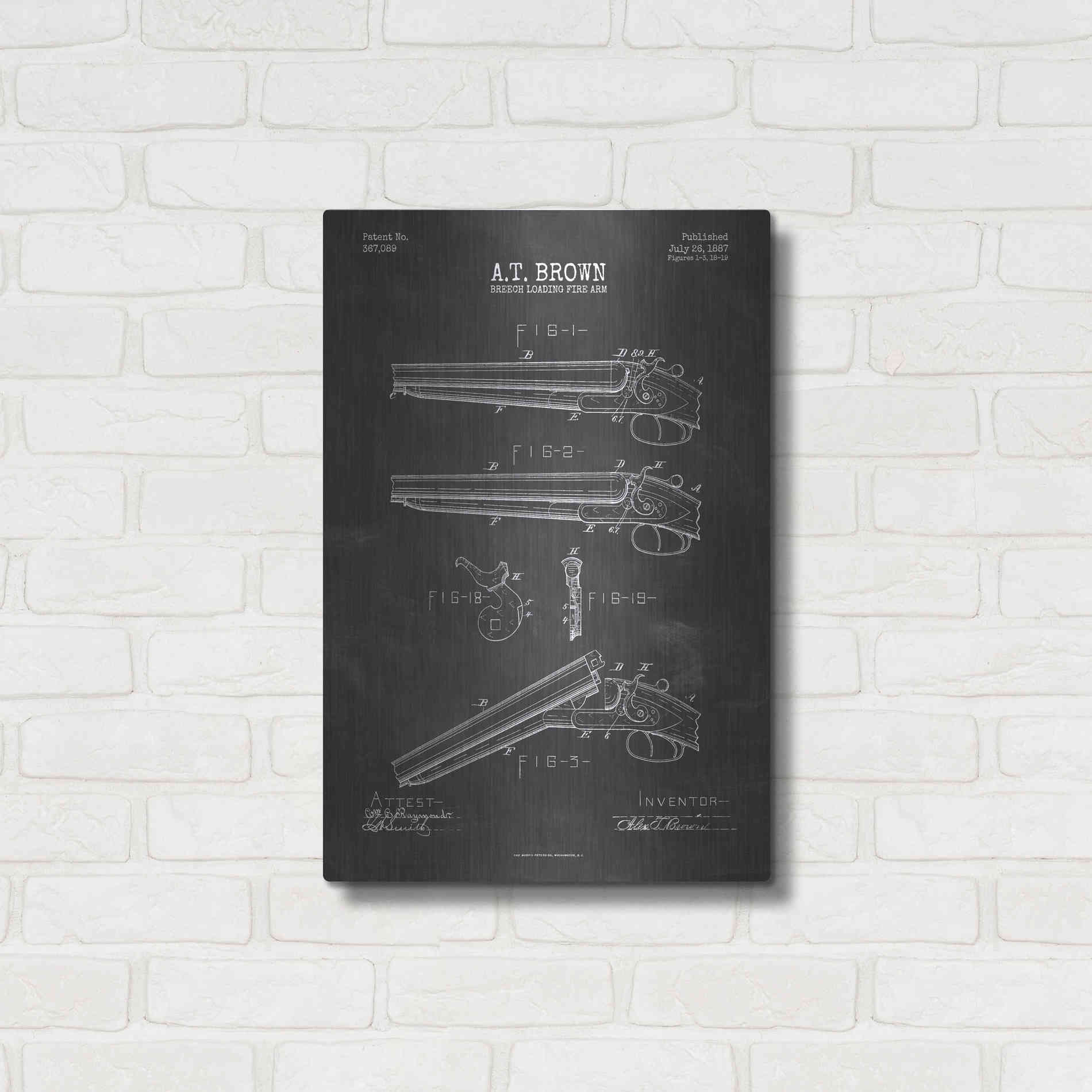 Luxe Metal Art 'Shotgun Blueprint Patent Chalkboard' Metal Wall Art,16x24