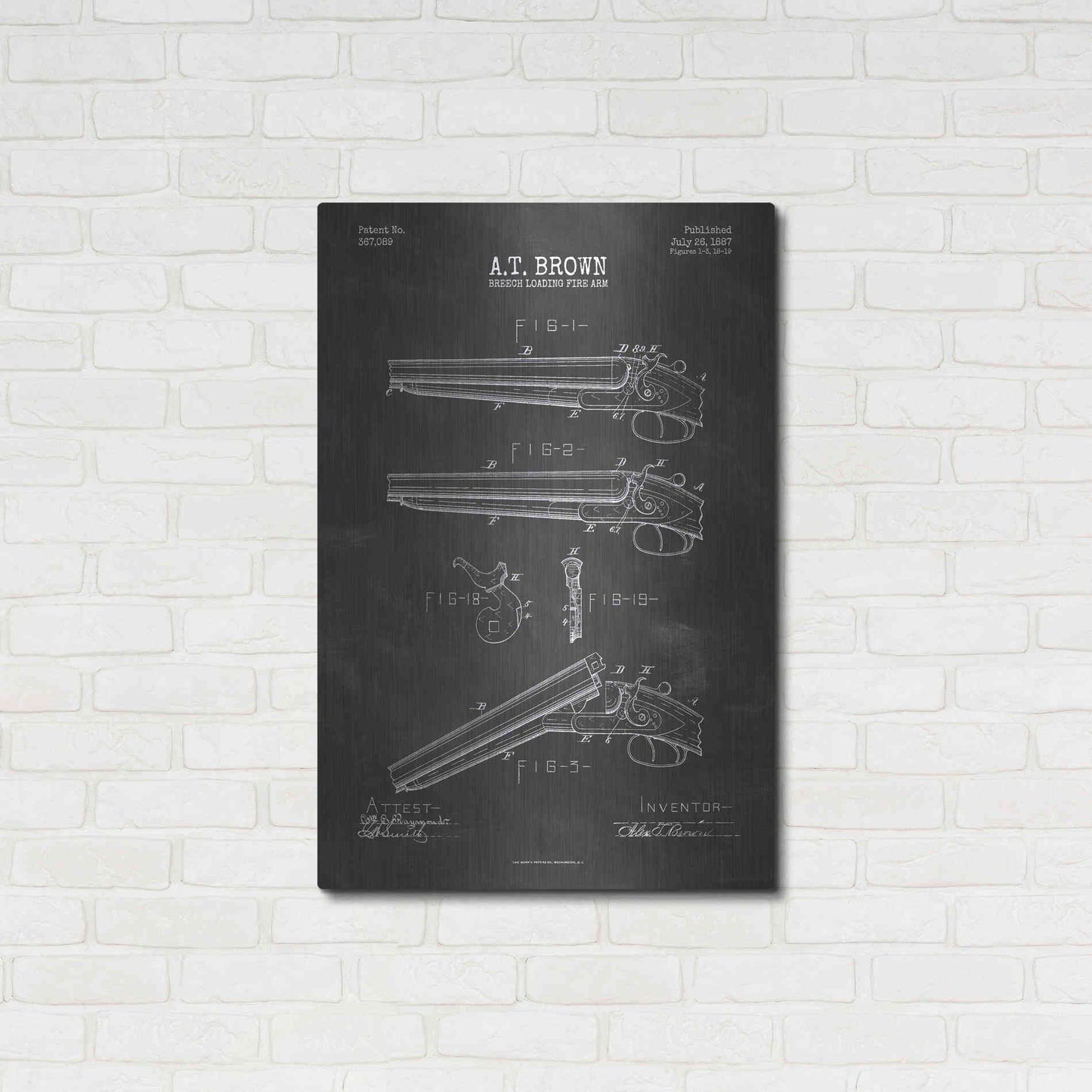 Luxe Metal Art 'Shotgun Blueprint Patent Chalkboard' Metal Wall Art,24x36
