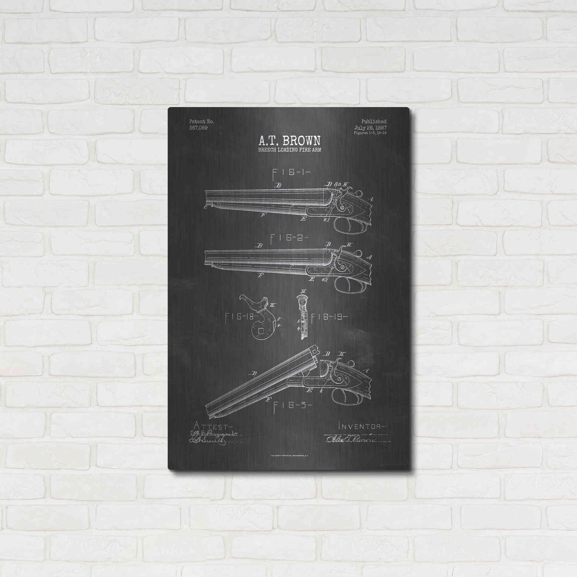 Luxe Metal Art 'Shotgun Blueprint Patent Chalkboard' Metal Wall Art,24x36