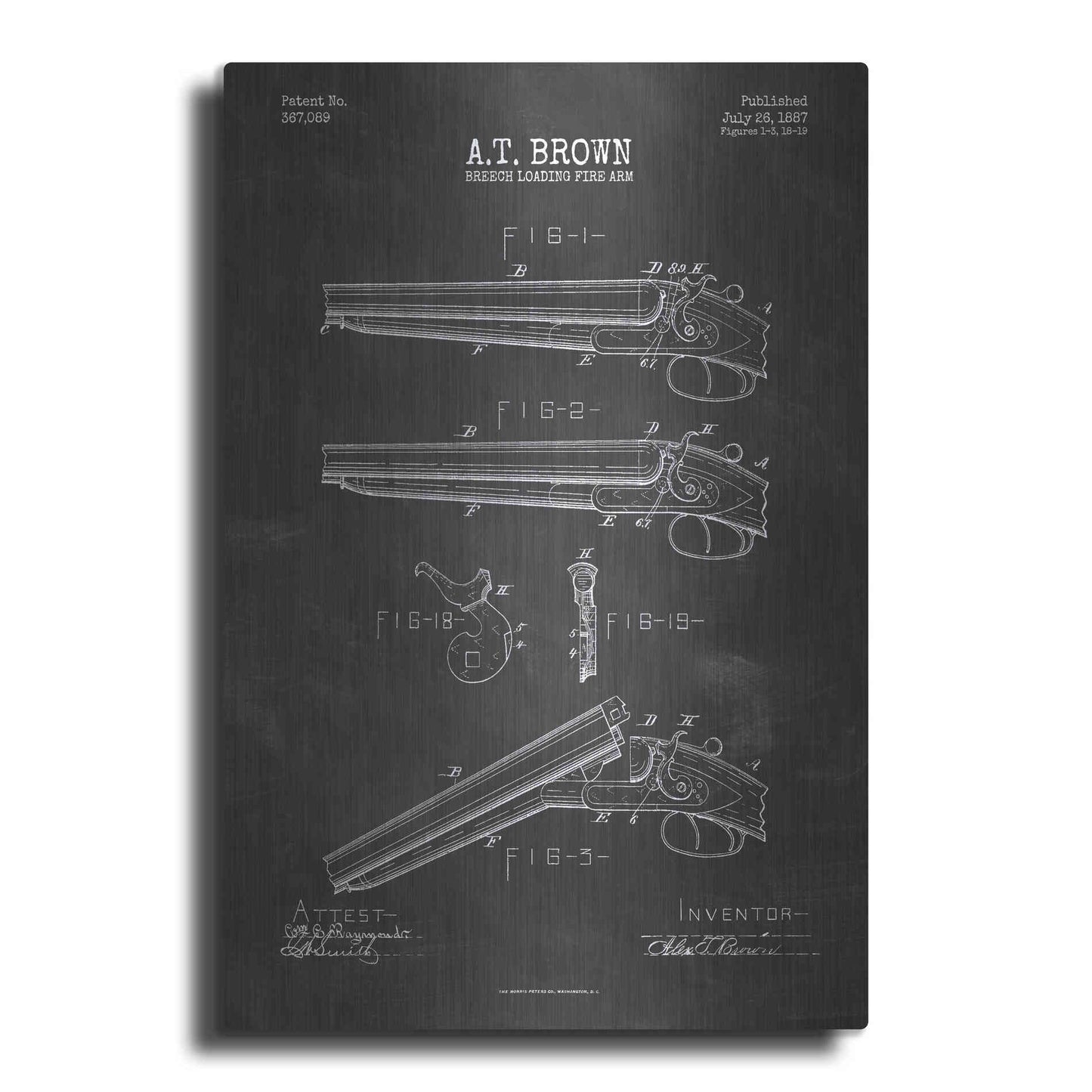 Luxe Metal Art 'Shotgun Blueprint Patent Chalkboard' Metal Wall Art