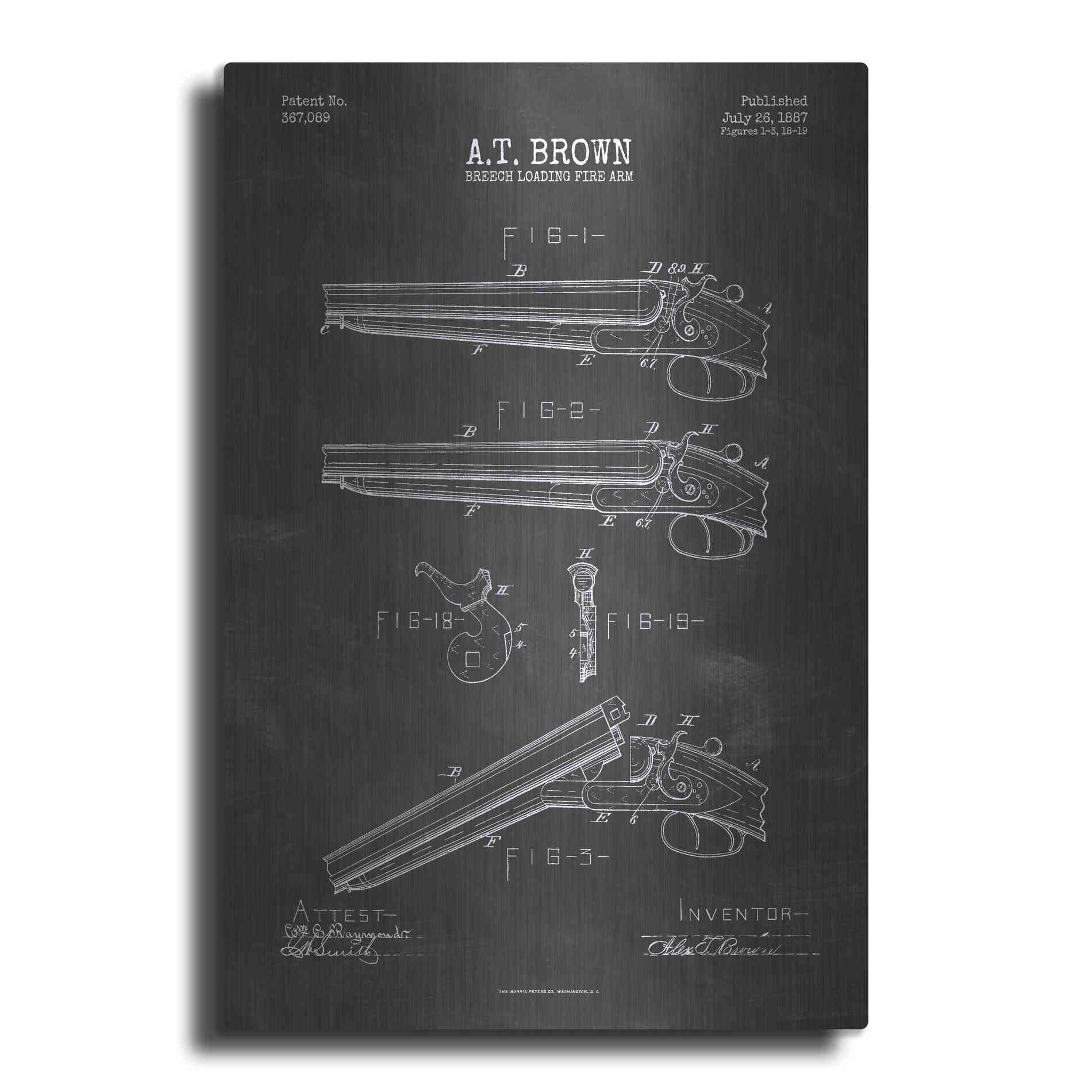 Luxe Metal Art 'Shotgun Blueprint Patent Chalkboard' Metal Wall Art
