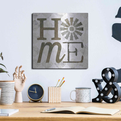 Luxe Metal Art 'Home with Windmill III' by Marla Rae, Metal Wall Art,12x12