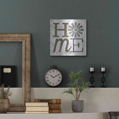 Luxe Metal Art 'Home with Windmill III' by Marla Rae, Metal Wall Art,12x12