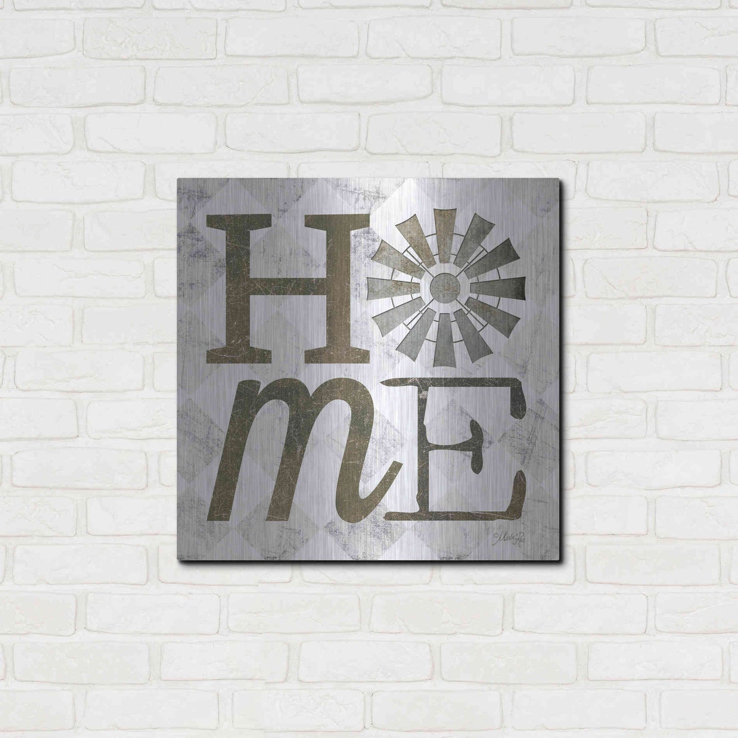 Luxe Metal Art 'Home with Windmill III' by Marla Rae, Metal Wall Art,24x24