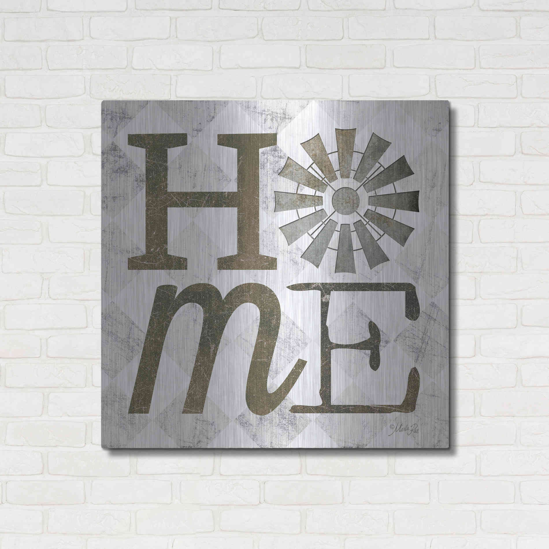 Luxe Metal Art 'Home with Windmill III' by Marla Rae, Metal Wall Art,36x36
