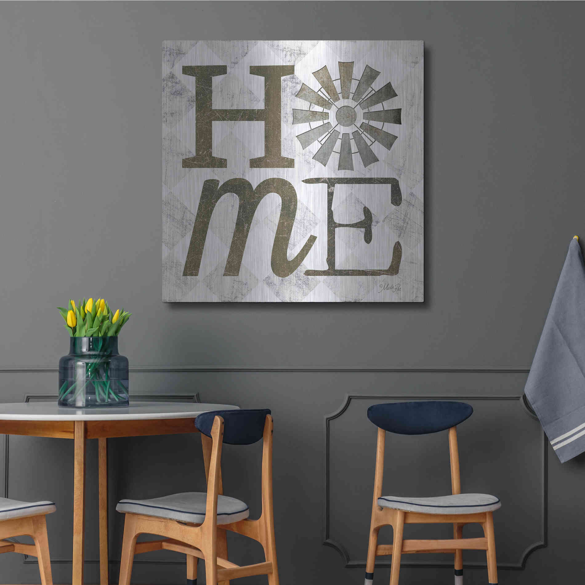 Luxe Metal Art 'Home with Windmill III' by Marla Rae, Metal Wall Art,36x36