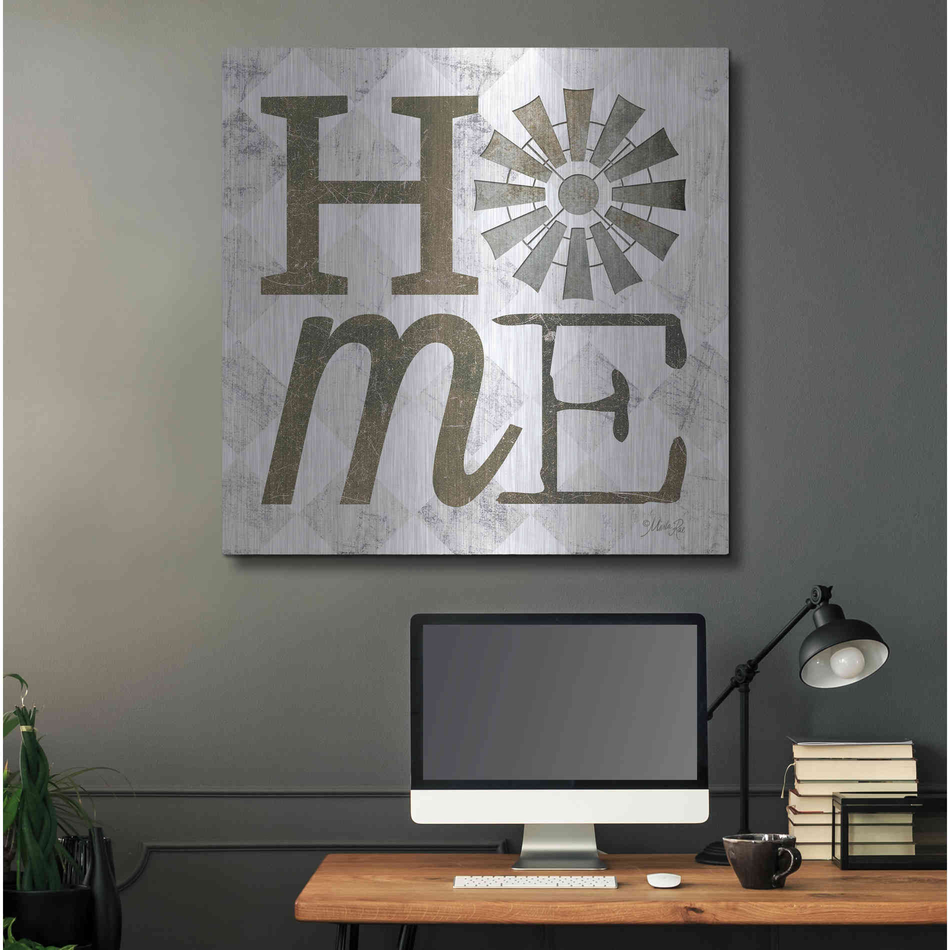 Luxe Metal Art 'Home with Windmill III' by Marla Rae, Metal Wall Art,36x36