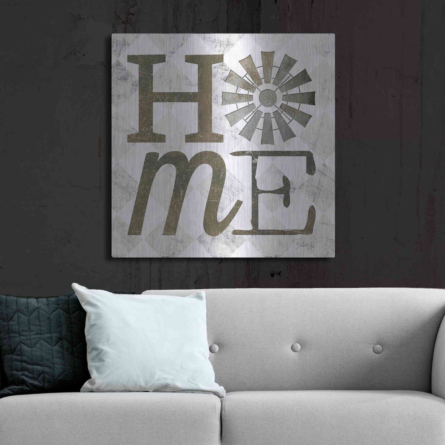 Luxe Metal Art 'Home with Windmill III' by Marla Rae, Metal Wall Art,36x36