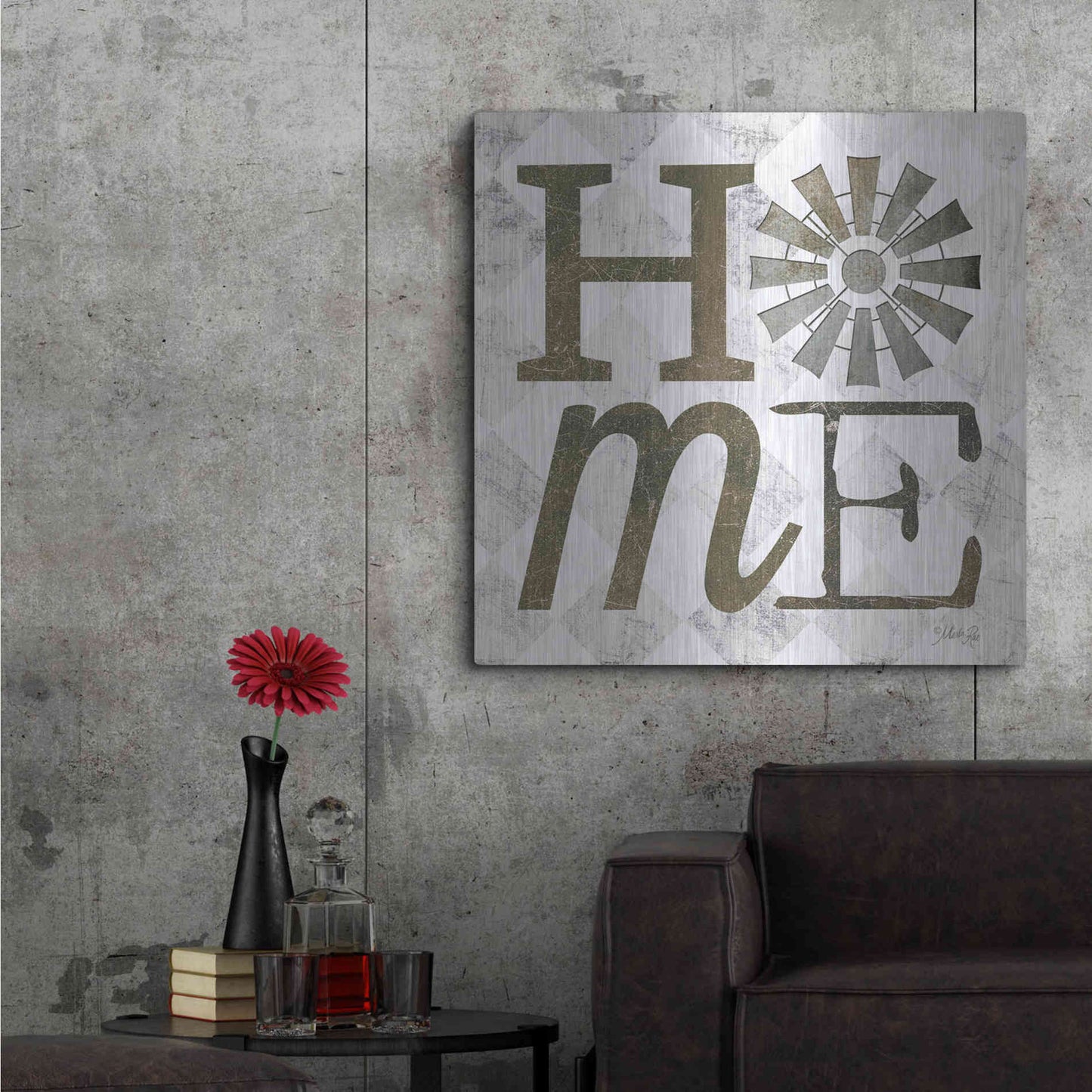 Luxe Metal Art 'Home with Windmill III' by Marla Rae, Metal Wall Art,36x36