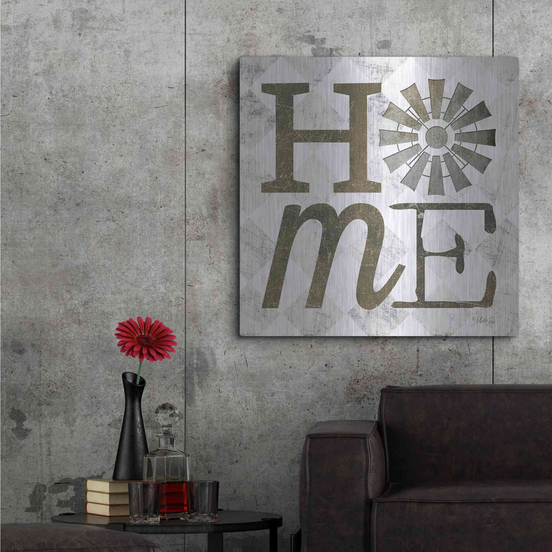 Luxe Metal Art 'Home with Windmill III' by Marla Rae, Metal Wall Art,36x36