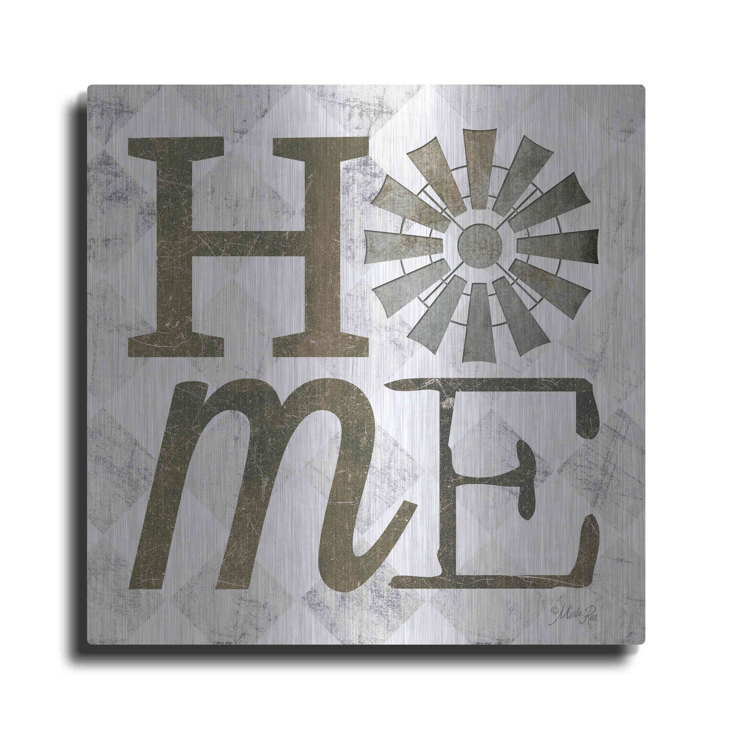 Luxe Metal Art 'Home with Windmill III' by Marla Rae, Metal Wall Art
