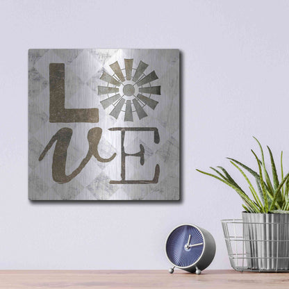 Luxe Metal Art 'Love with Windmill III' by Marla Rae, Metal Wall Art,12x12