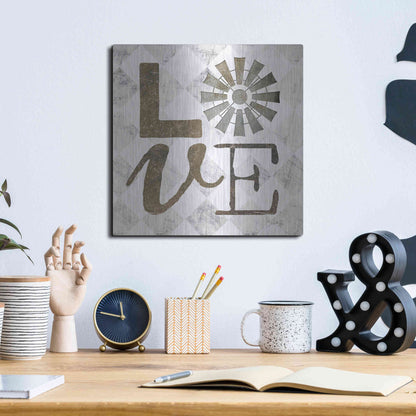 Luxe Metal Art 'Love with Windmill III' by Marla Rae, Metal Wall Art,12x12