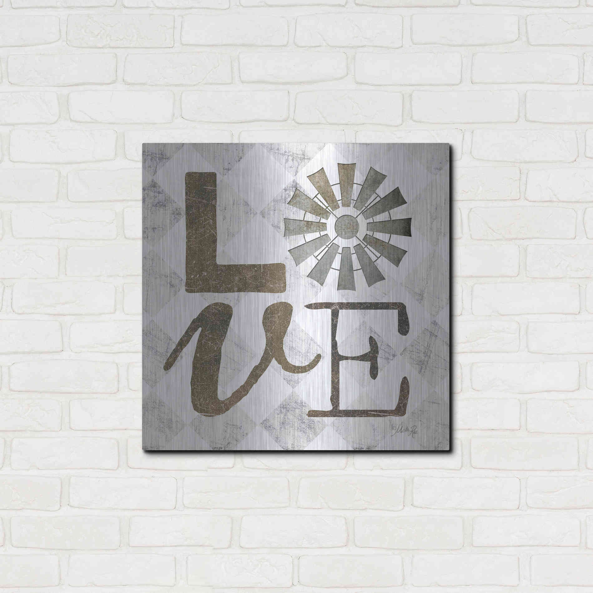 Luxe Metal Art 'Love with Windmill III' by Marla Rae, Metal Wall Art,24x24