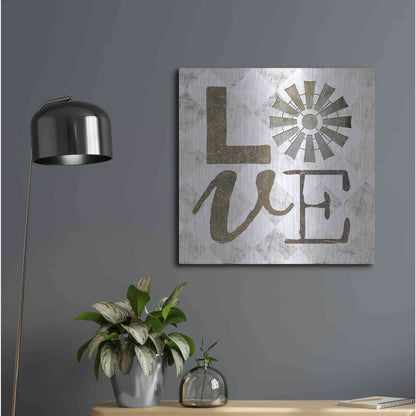 Luxe Metal Art 'Love with Windmill III' by Marla Rae, Metal Wall Art,24x24