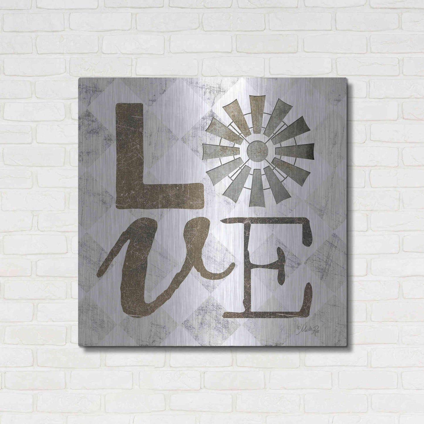 Luxe Metal Art 'Love with Windmill III' by Marla Rae, Metal Wall Art,36x36