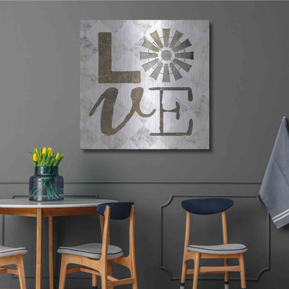 Luxe Metal Art 'Love with Windmill III' by Marla Rae, Metal Wall Art,36x36