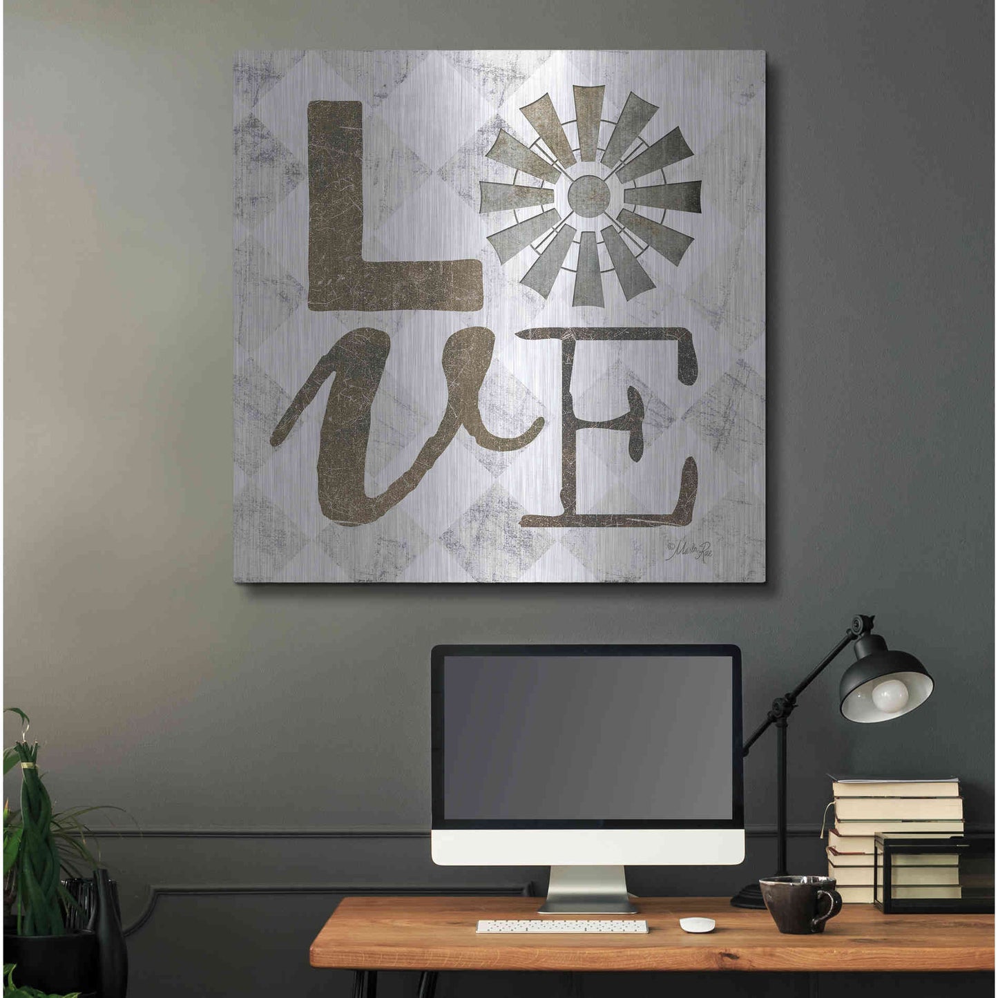 Luxe Metal Art 'Love with Windmill III' by Marla Rae, Metal Wall Art,36x36