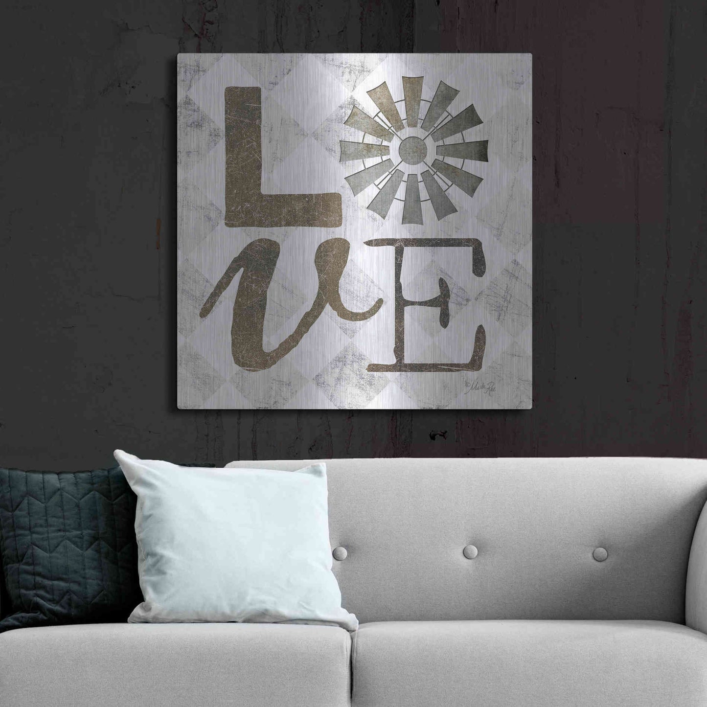 Luxe Metal Art 'Love with Windmill III' by Marla Rae, Metal Wall Art,36x36