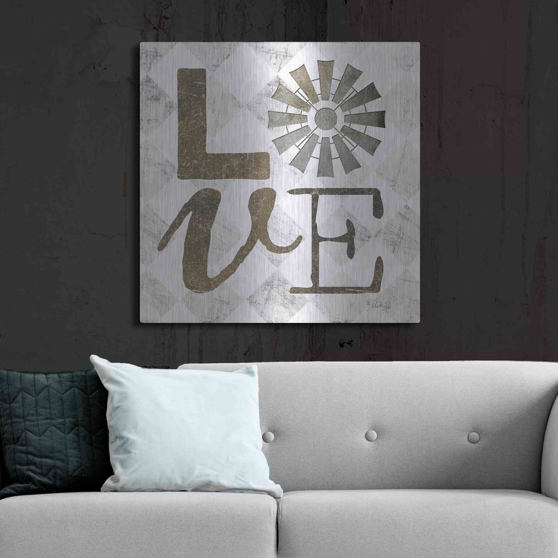 Luxe Metal Art 'Love with Windmill III' by Marla Rae, Metal Wall Art,36x36