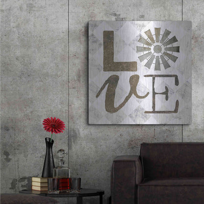 Luxe Metal Art 'Love with Windmill III' by Marla Rae, Metal Wall Art,36x36