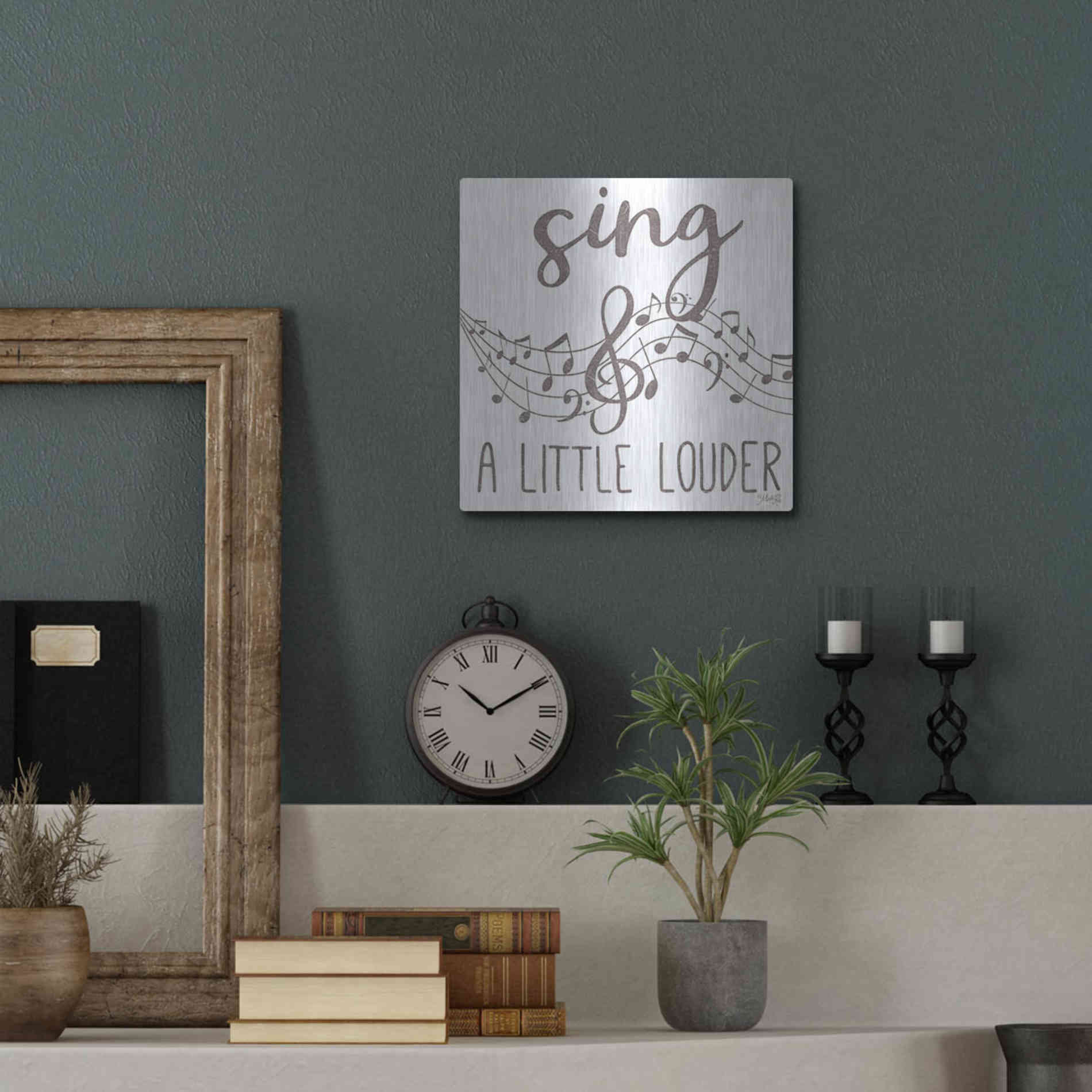 Luxe Metal Art 'Sing & A Little Louder' by Marla Rae, Metal Wall Art,12x12
