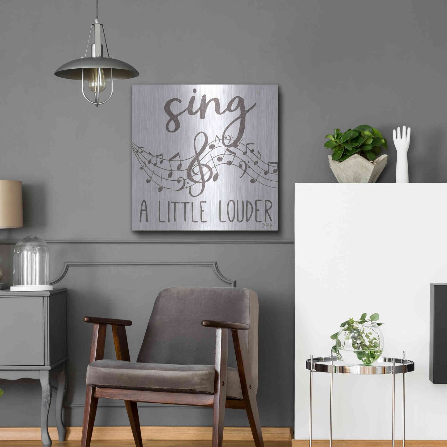 Luxe Metal Art 'Sing & A Little Louder' by Marla Rae, Metal Wall Art,24x24