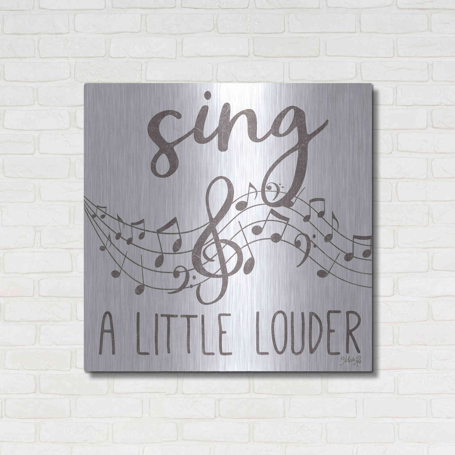 Luxe Metal Art 'Sing & A Little Louder' by Marla Rae, Metal Wall Art,36x36