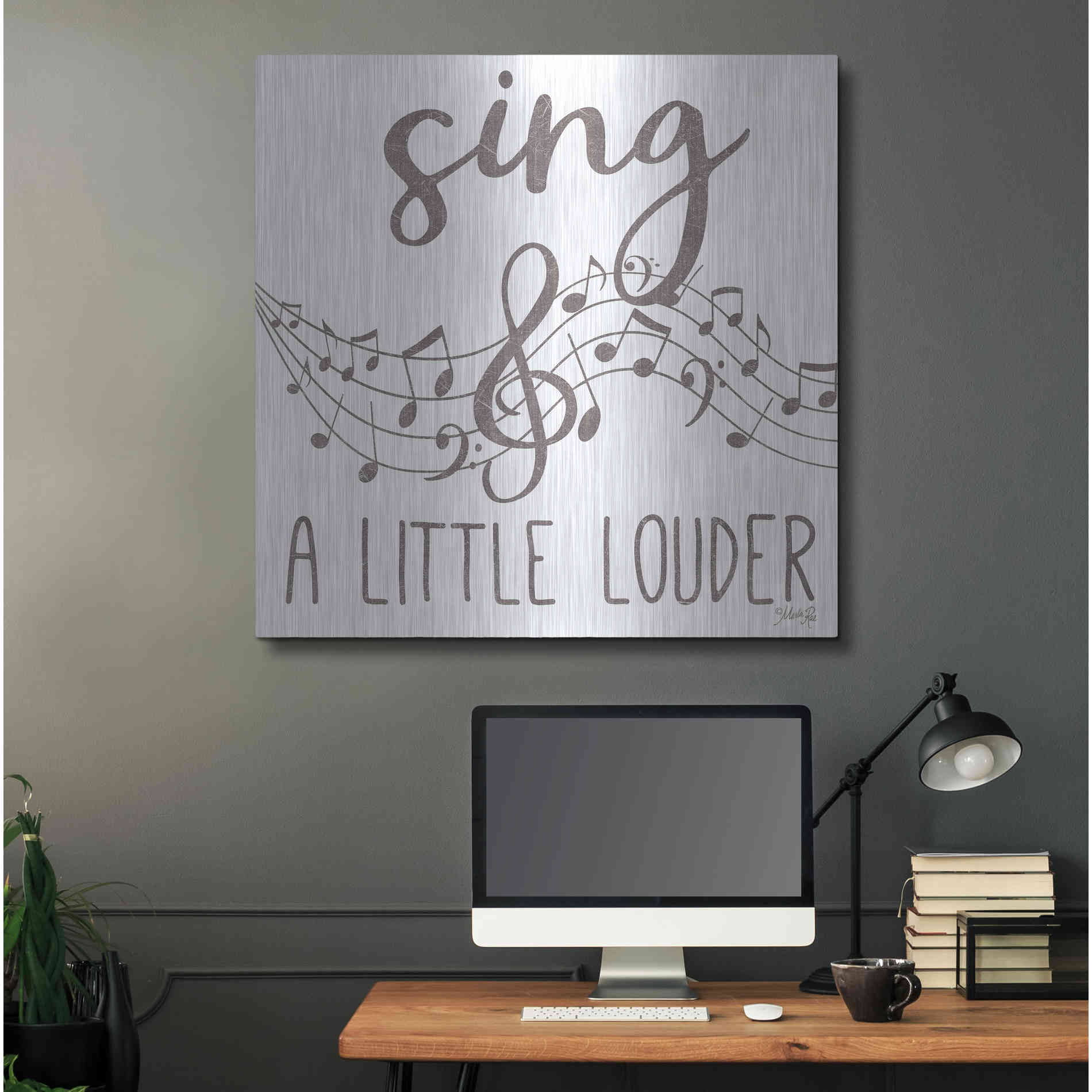 Luxe Metal Art 'Sing & A Little Louder' by Marla Rae, Metal Wall Art,36x36